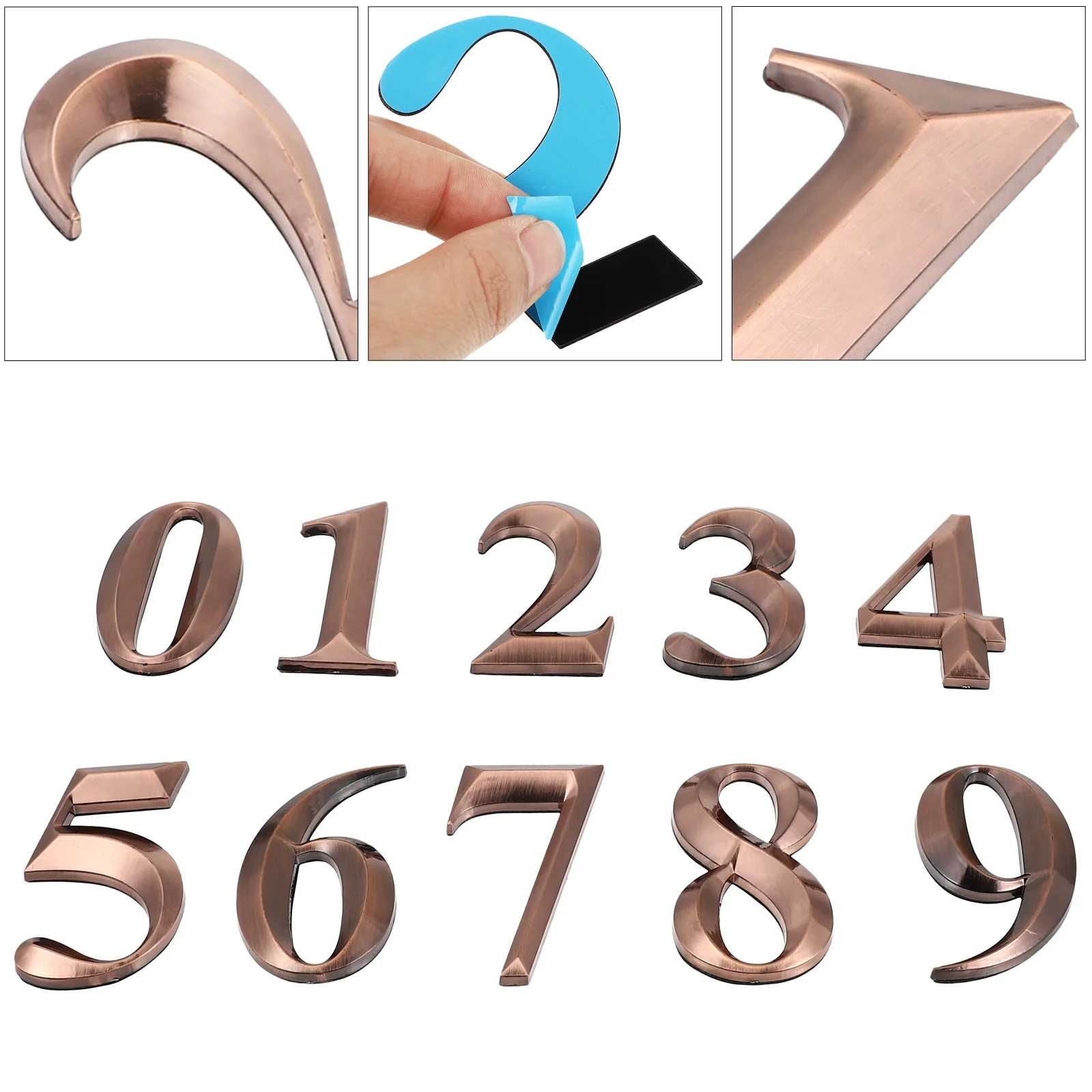 10 Pcs Smooth Surface Numbers Mailbox Sticker Applique Durable 3D Decal Abs Resin Sign Dry