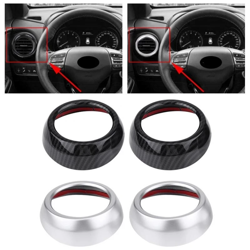 New Arrival 2PCS ABS Car Front Side Air Vent Outlet Trim Cover Frame For Hyundai Encino Kauai Kona SUV 2017-2020