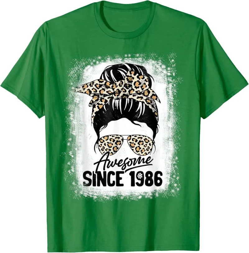 T-Shirt 40 Years Old Awesome Since 1986 Leopard 40th Birthday Funny Graphic Fashionable T Shirts 1986 Retro Tees Short Sleeves