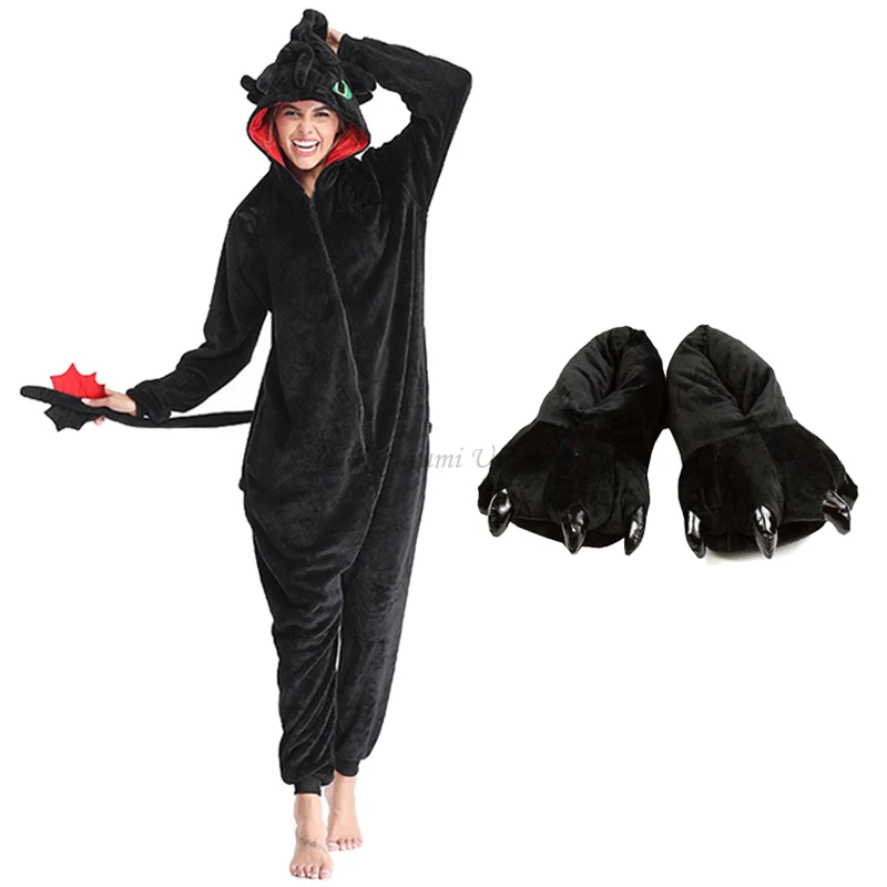 New Toothless Dragon Animal Unisex Adult Kigurumi Unicorn Onesie Pajamas Cartoon Halloween Family Party Costumes Jumpsuits