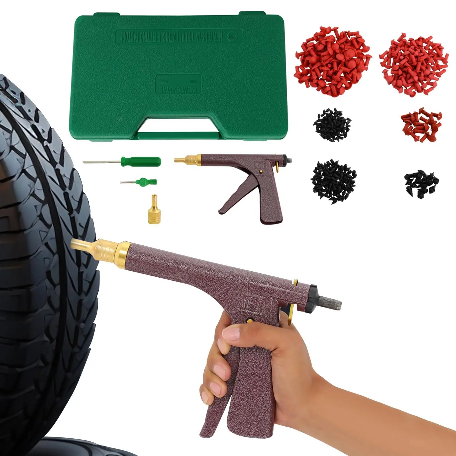 طقم إصلاح الإطارات مع 85 سدادات فطر، طقم إصلاح ثقب الإطارات بدون أنبوب أدوات إصلاح الإطارات العالمية لثقب الإطارات والإطارات المسطحة