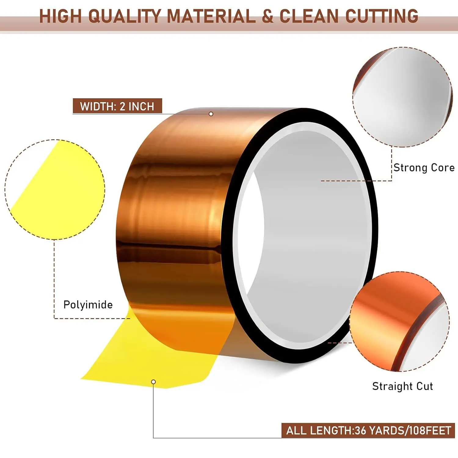 33M Polyimide Tape Gold Finger Tape for FPC/PCB Repair - High-Temperature Resistant, Tear-Proof 10mm-25mm Width Kapton Tape