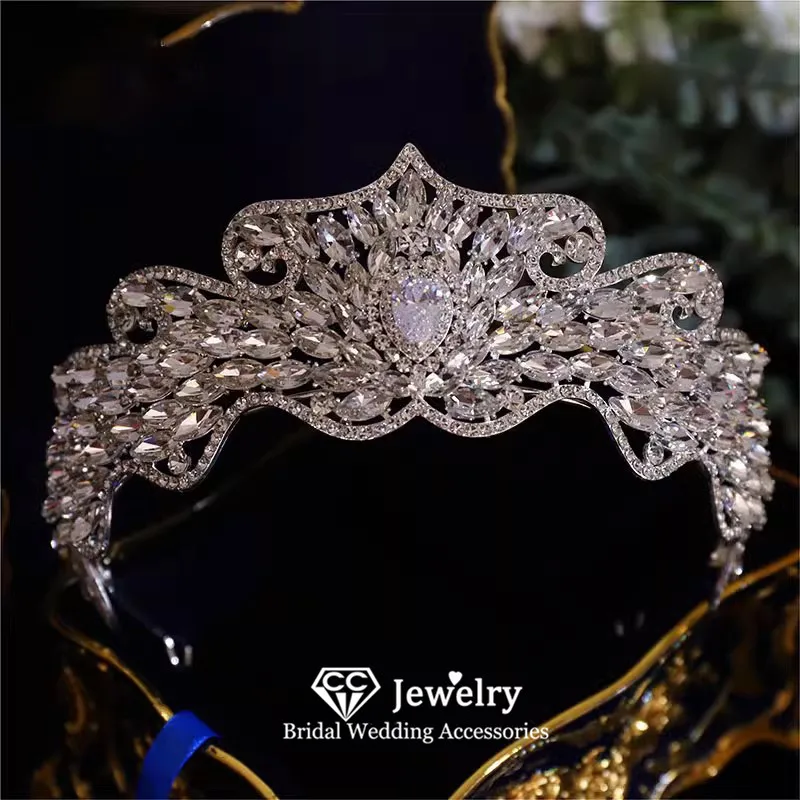 CC Shining Crown Women Hair Accessory Wedding Headbands Engagement Hairwear Bridal Headpiece Baroque Tiaras Jewelry Charm AN484