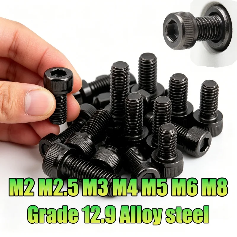 

Beicai Black Nickel Plated Hexagon Hex Socket Cap Screw Bolts M2 M2.5 M3 M4 M5 M6 M8 12.9 Grade Steel Allen Screws Bolt DIN912