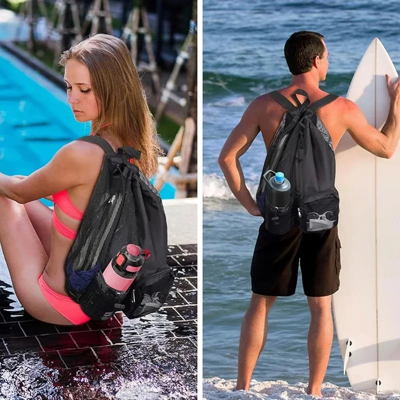 Mesh Swim Backpack, Lightweight Beach Gym Bag with Wet Compartment, for Swimming Sports Boys Girls