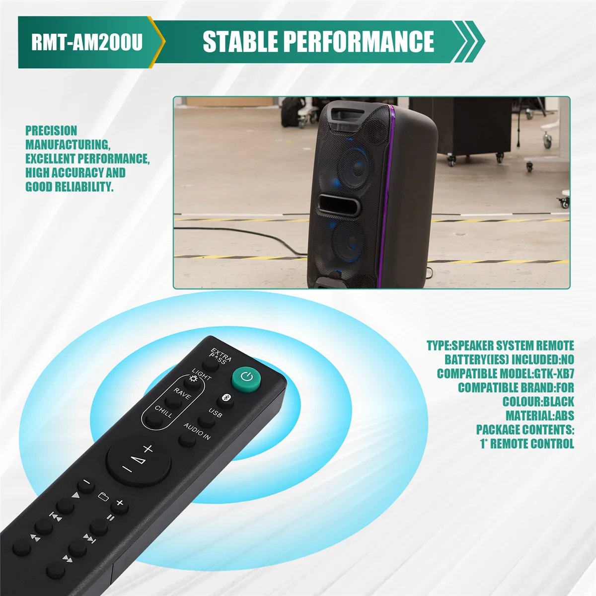 MAHA Nuevo mando a distancia de repuesto para sistema de altavoces Sony RMT-AM200U GTK-XB7