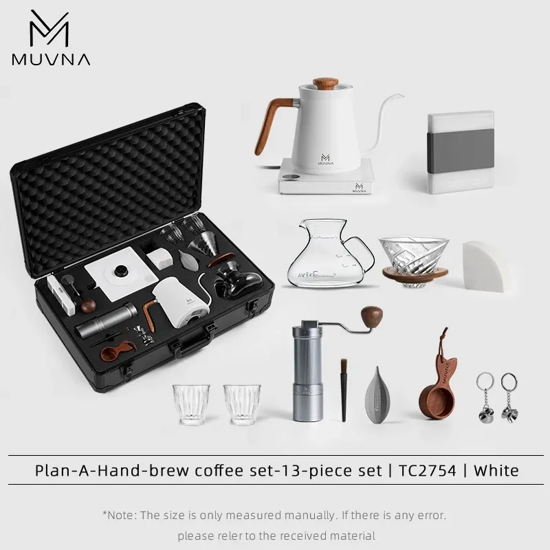 MUVNA 13-delige draagbare koffiemaker, pour-over koffieset, reiskoffie-accessoires, koffiefilterset voor barista-cadeaus