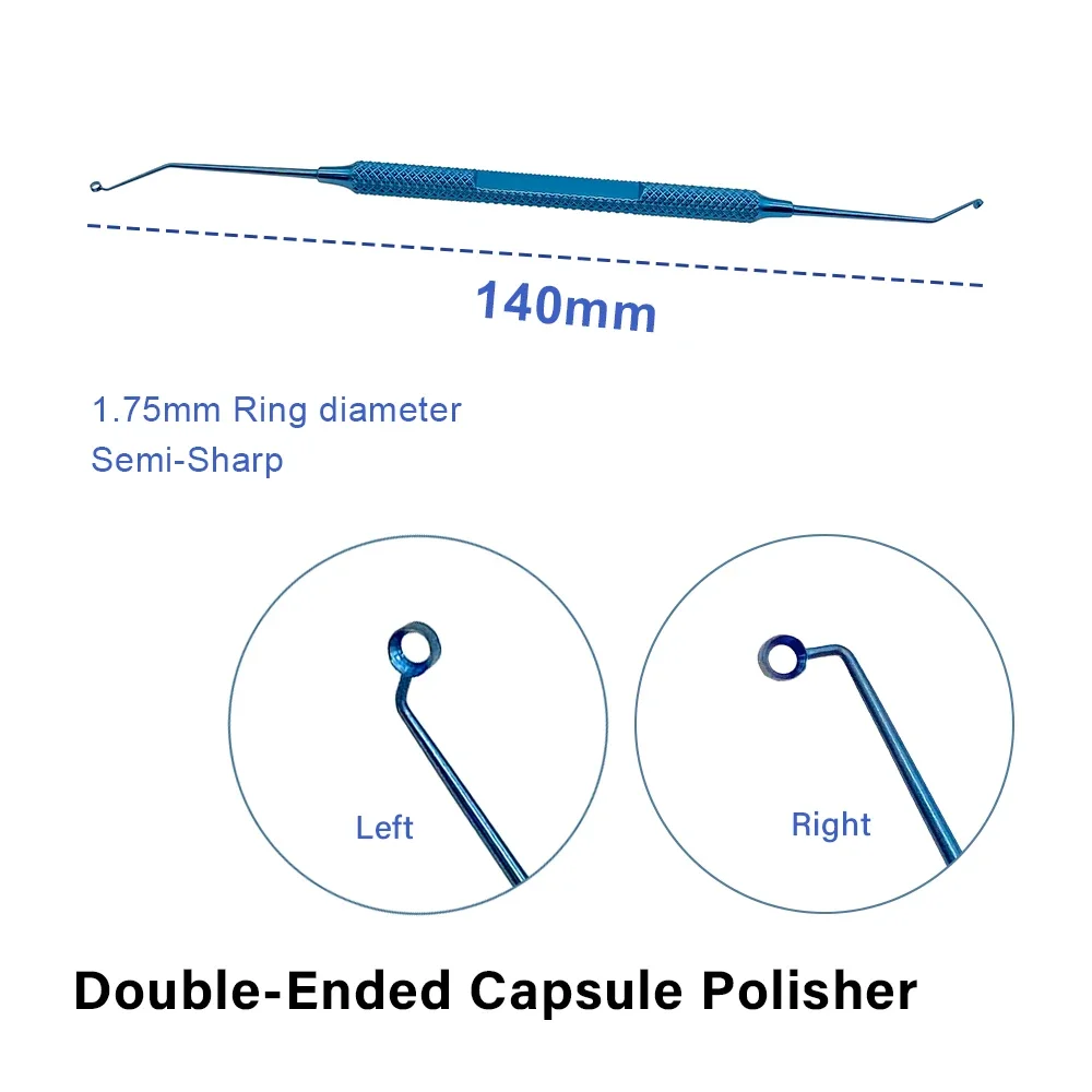 Double-Ended Ophthalmic Capsule Polisher Eye Rings Surgical Instruments 140mm