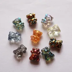 StreBelle 10 Pcs 12X14MM Cartoon Bear Shape Charms Crystal Glass Loose Pendant Beads For DIY Jewelry Necklace Bracelets Making