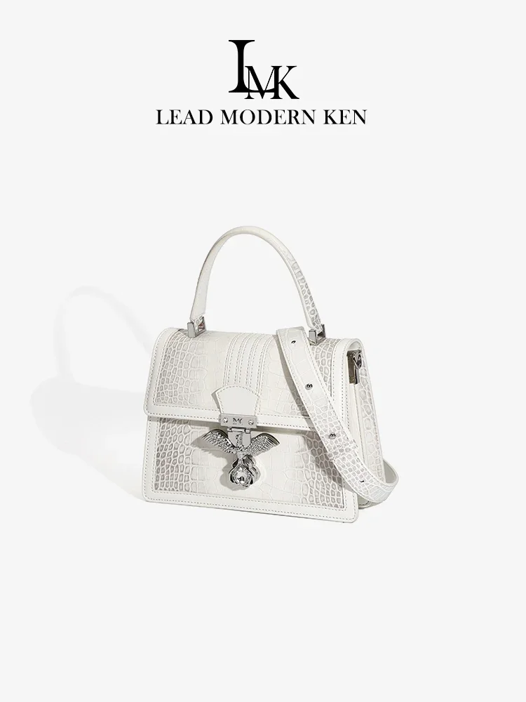 

French LMK autumn and winter leather women's bag, high-end niche light luxury handbag, single shoulder oblique span bag