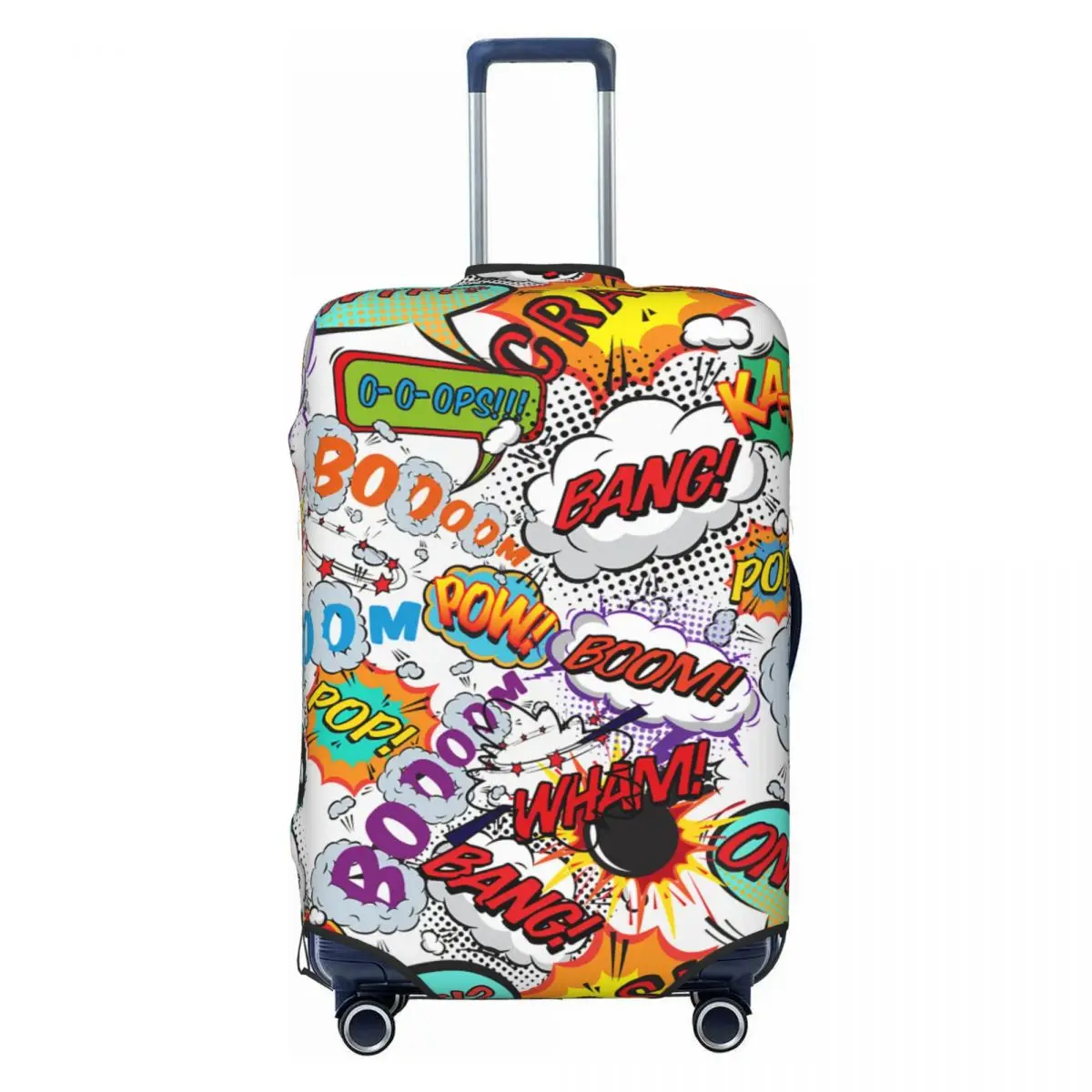 

Custom Comic Book Fun Shout Outs Luggage Cover Protector Washable Cartoon Graffiti Design Travel Suitcase Covers