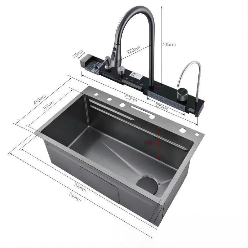 Large single-slot kitchen 304 stainless steel multi-function, vegetable basin