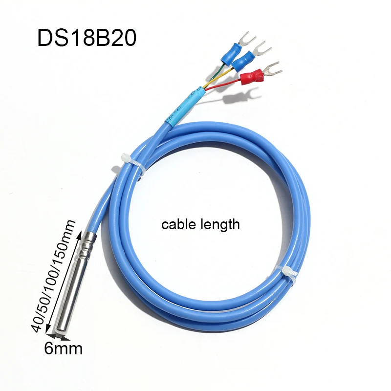 1PC DS18B20 Digital Signal Waterproof Probe High Temperature Silicone Shielded Wire Anti-interference Temperature Sensor