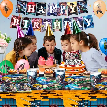 鬼滅之刃生日裝飾套裝,82件裝飾品和餐具——鬼滅之刃生日橫幅、氣球、盤子、背景布幕等 8 最佳銷售 鬼滅之刃小隊 - №1