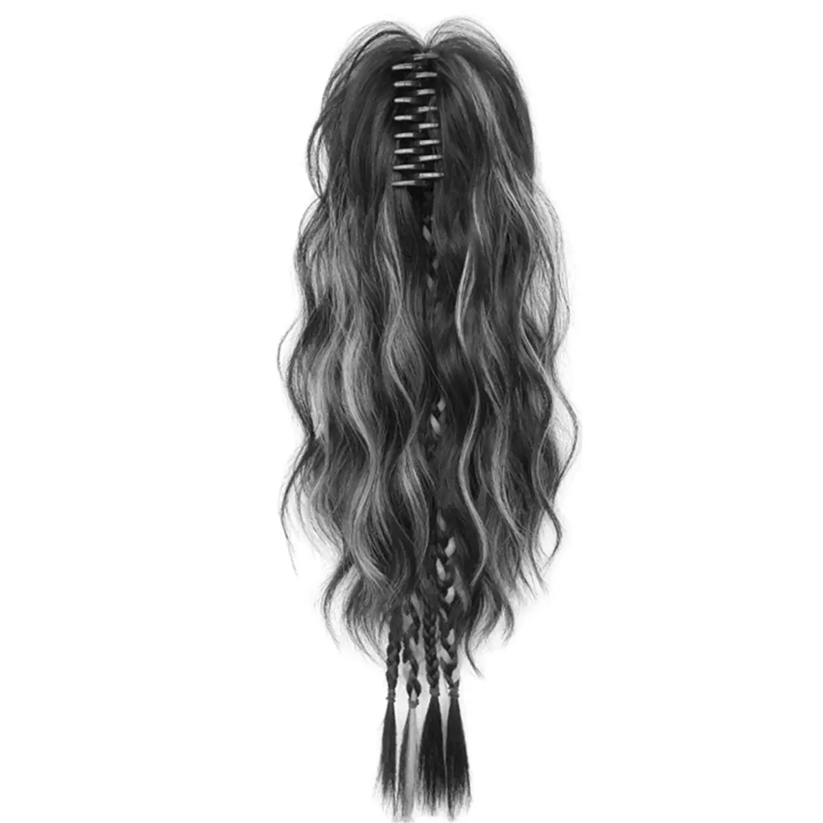 Multicolor Long Roll Wavy Claw Clip Synthetic Ponytail Wig Fashion Distinctive Wig Women's Ponytail Grab Clip