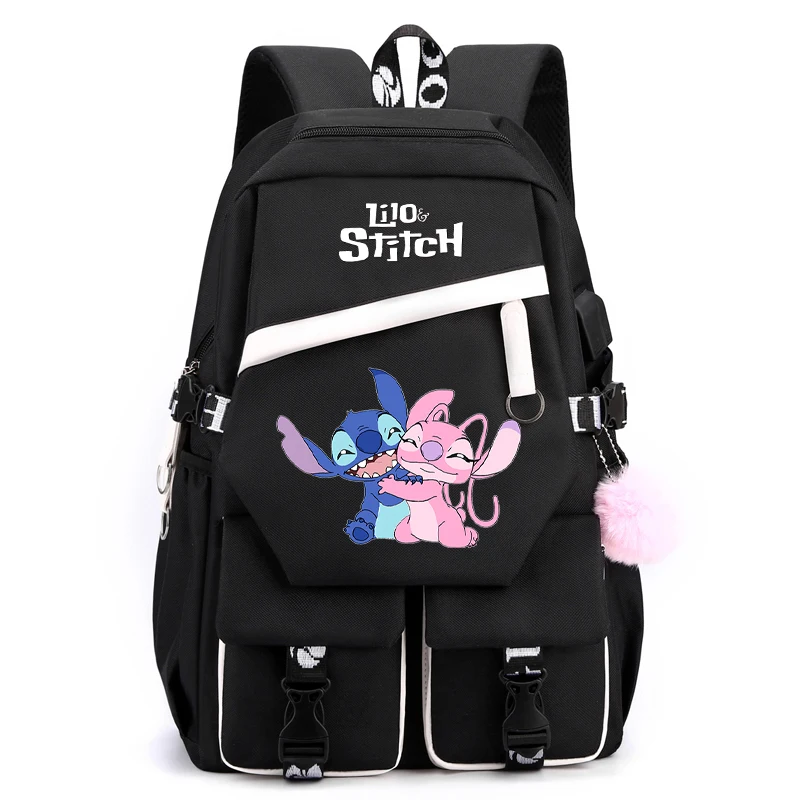 Disney Lilo Stitch Canvas Backpack for Boy Girl Back To School Large Capacity Bookbag Student Bookbag Women Travel Bag Mochila