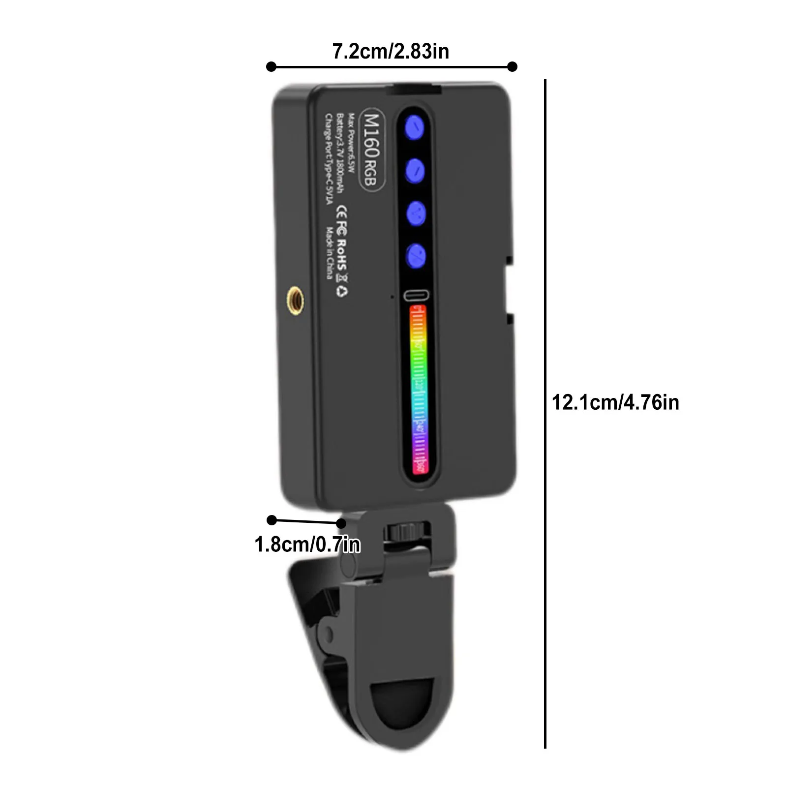 6.5W Pocket Video Conference Lighting 2700K-6500K RGB LED Video Light 1800mah Type-C Charging for Vlogging Photography