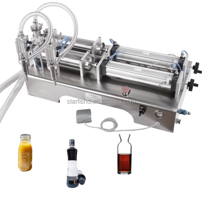 Máquina de Llenado Neumática de Doble Cabezal para Botellas de Líquido, Agua, Soda, Perfume, Aceite de Oliva, de 5 Galones, con Bomba de Pistón Automática, de Proveedor Popular