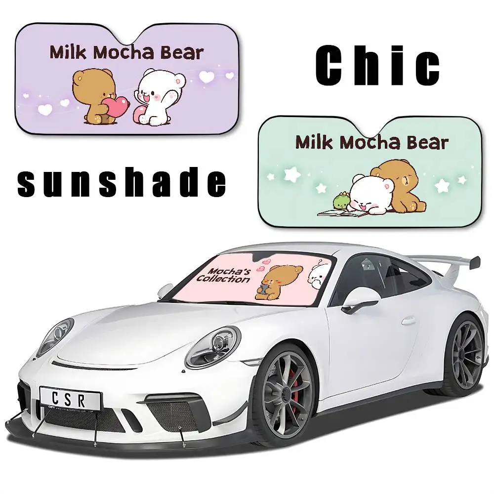 Cartoon M-Milk And M-Mocha Car SunShade Car Sunshade Covers Cover Universal Windscreen Folding Visor - view 2