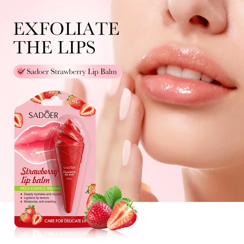 

SADOER Moisturizing Lip Balm Honey Strawberry Anti Chap Lipstick Hydrating Repair Nourishing Lips Skin Care Products