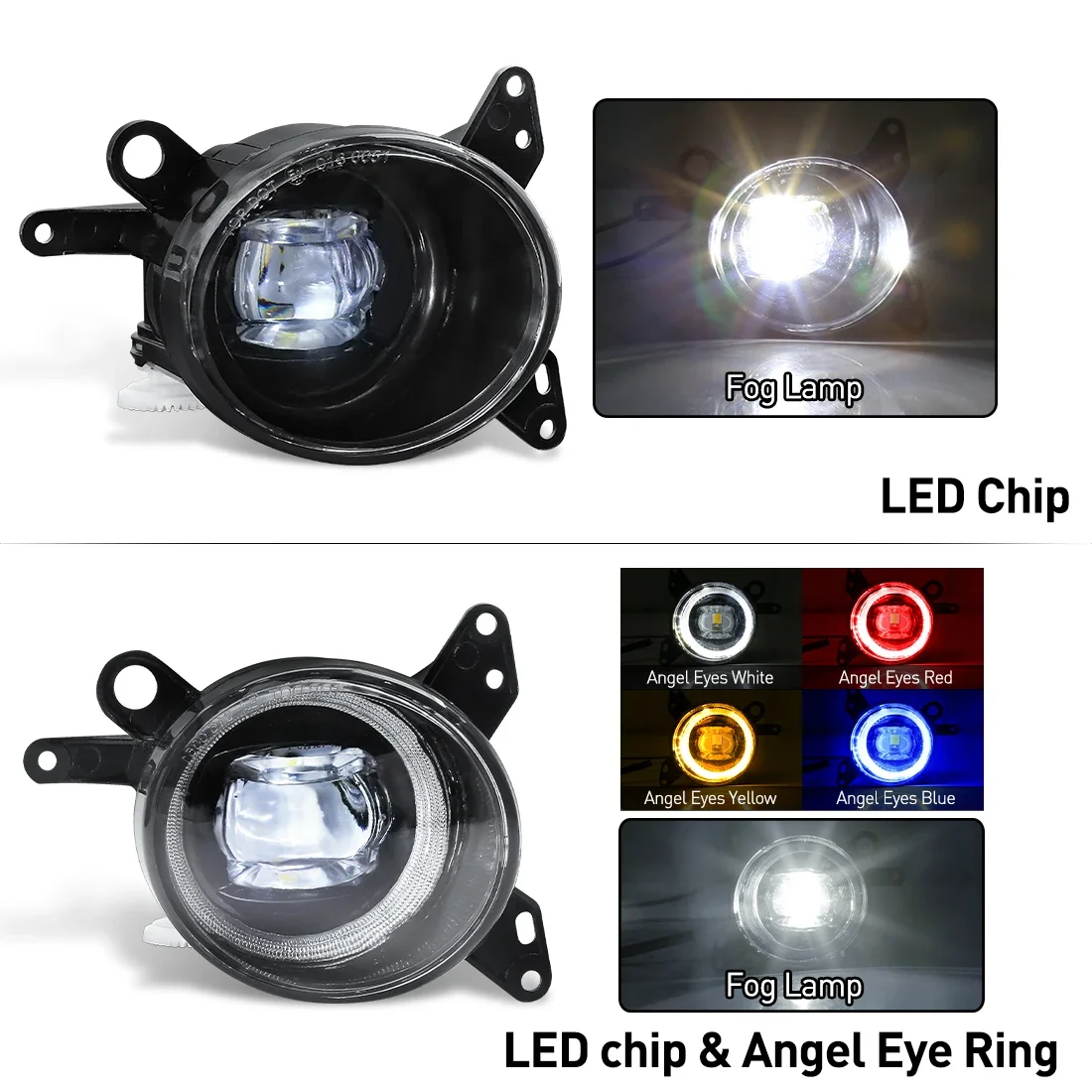 Car LED Angel Eyes Headlight For Mitsubishi Lancer 2007 2008 2009 2010 2011 2012 Front Bumper Fog Light Assembly Accessories 12V