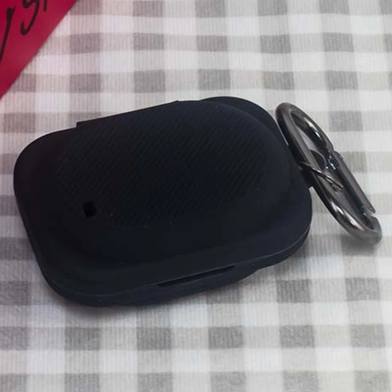K43B Earbud Charging Housing Case Cover with Silicone Exterior Coverage, Integrated Attachment Point Plus Included Carabiner for