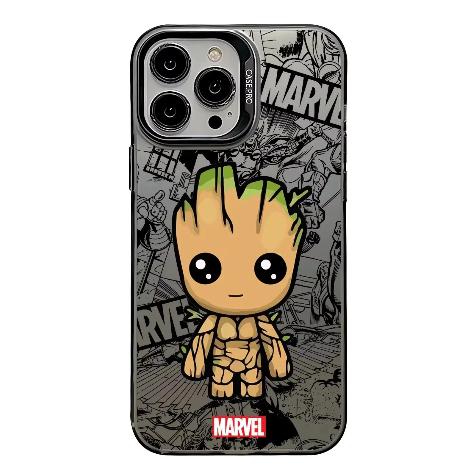 Funda para iPhone 17 16 15 Pro Max 14 13 12 11 17Air 16 Plus 16E XS Max XR Marvel spiderman Groot teléfono mate a prueba de golpes