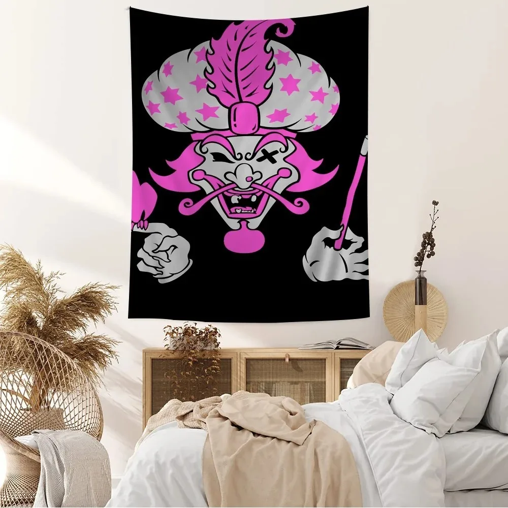 Crazy Clown Band Tapestry - Anime Style Print Wall Hanging, Unique Music Theme Decor For Bedroom Living Room