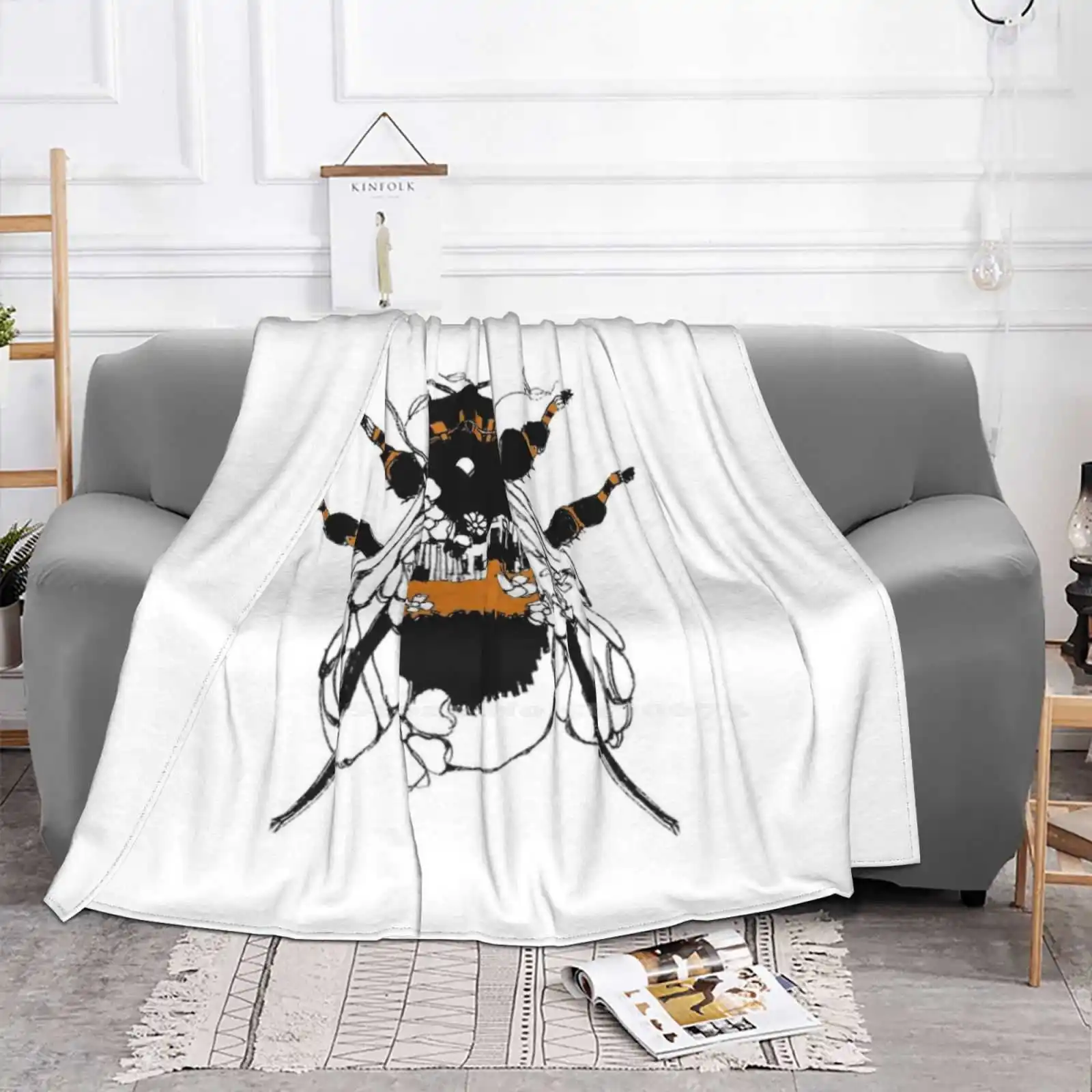 Colour Fashion Soft Warm Throw Blanket Artkimeemac Honey Bee Orange Bumble Bee Save The Bees Worker Bee Insects Flowers Animals