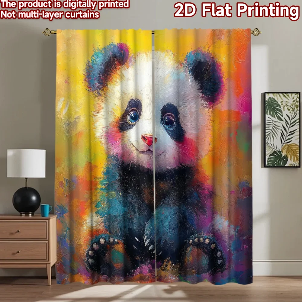 

1pc 2D flat Photography Backdrop Photography Backdrop Colorful Panda 100% Polyester Family Party Use for Door, wall, and patio