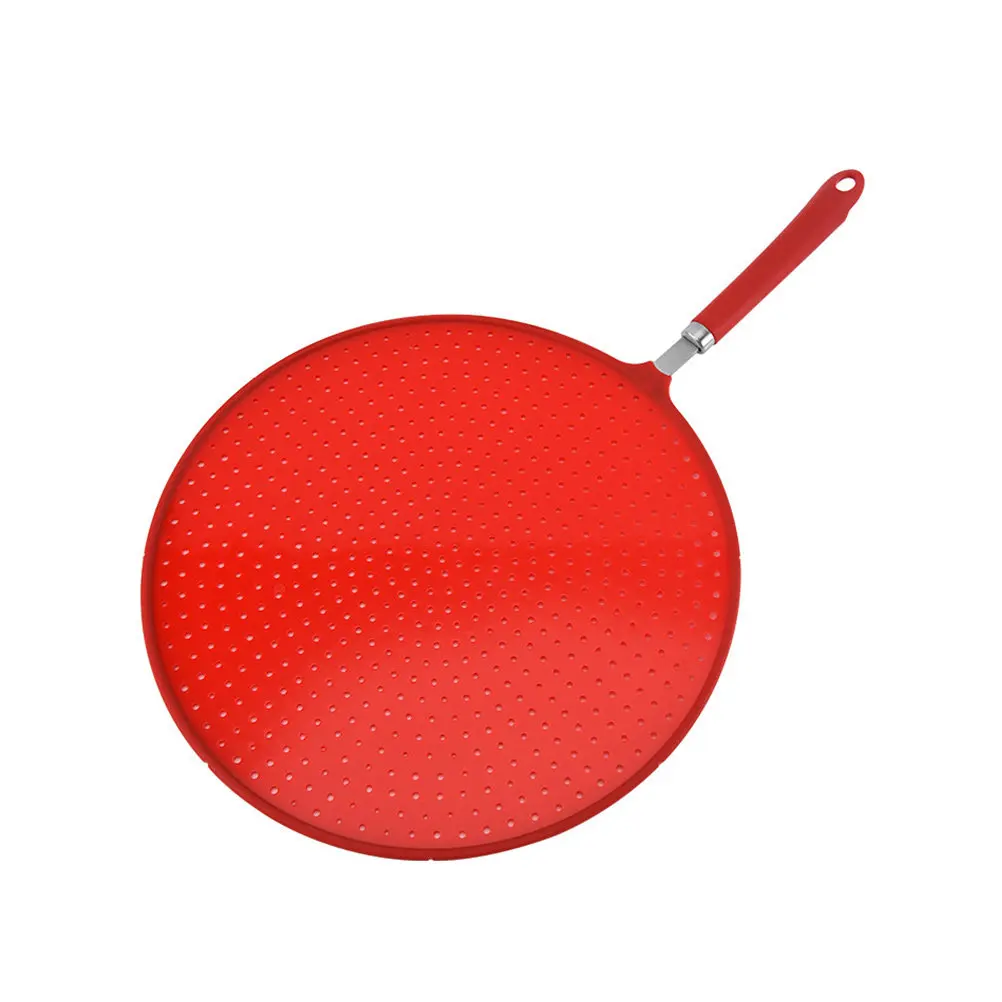 Silicone Oil Strainer Mesh Heavy Silicone Splatter Screen Splashing Guard Large Mesh Steel Lid Cover Kitchen Tool for Frying Pan