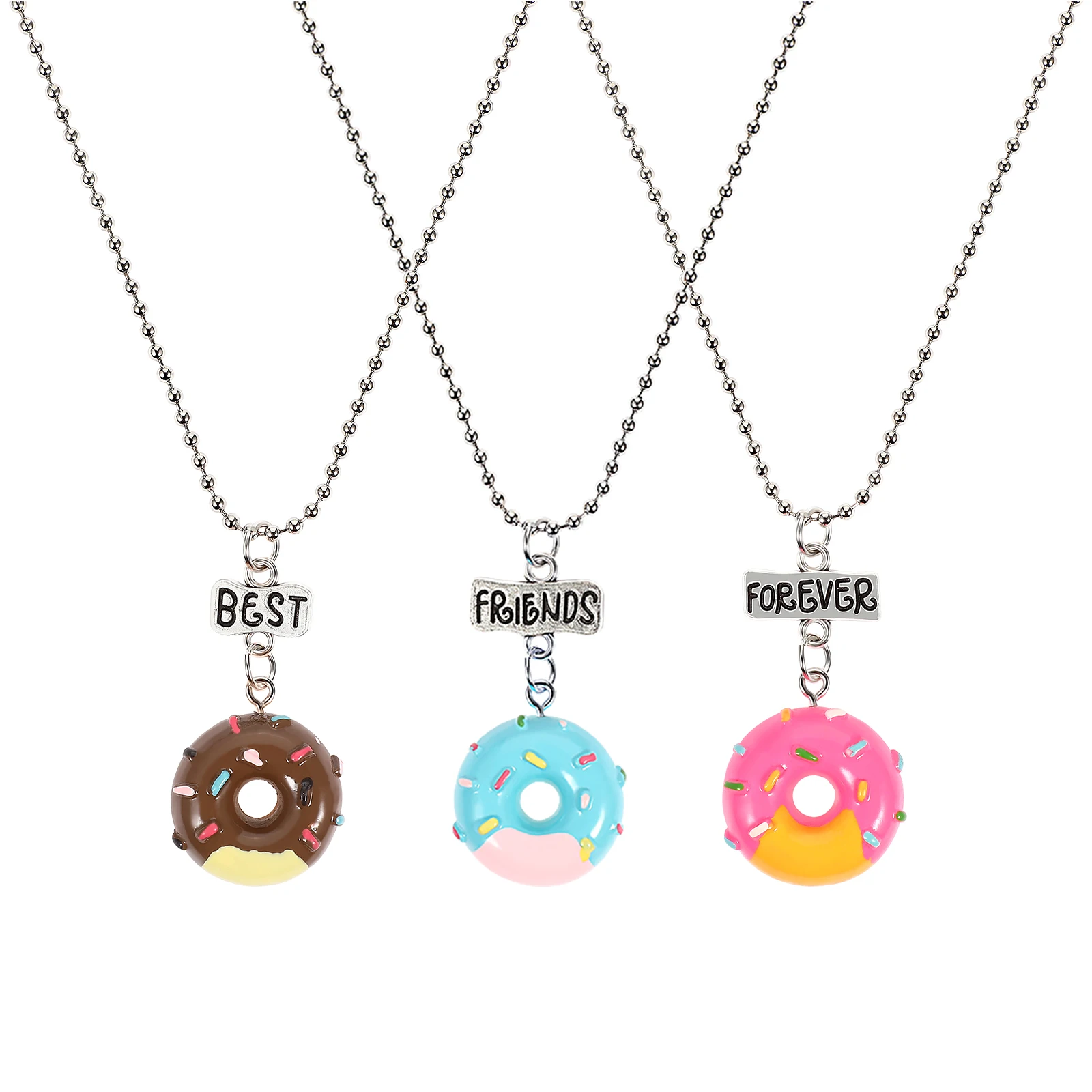 

3 Pcs Simulation Donut Necklaces for Girls Friend Jewelry Child