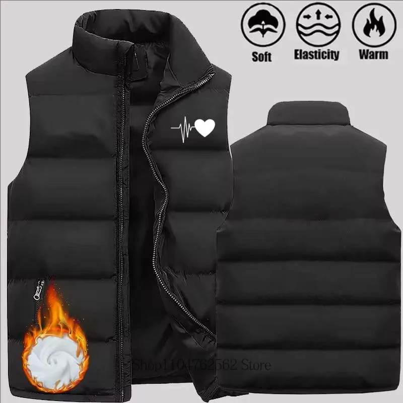 Men Casual Fashion Sleeveless Vest Women Mandarin Collar Keep Warm Zipper Waistcoat Outdoor Sports High Quality Coat Unisex