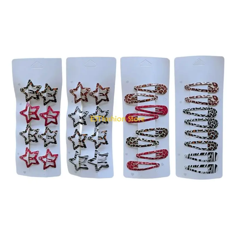 

Y5GC 8 шт. модные заколки для волос с металлическим зажимом в форме звезды в форме капли воды дизайн с животным принтом