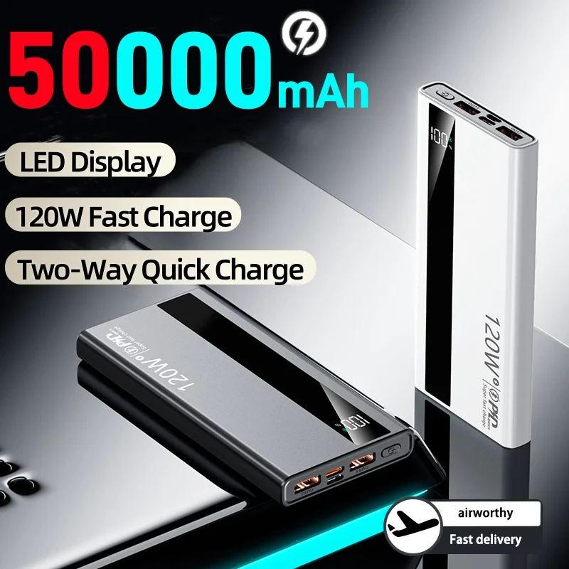 5000mAh Power Bank 120W Batteria di ricarica super veloce Display digitale di grande capacità Power Bank per iPhone Samsung Huawei 2025 NUOVO