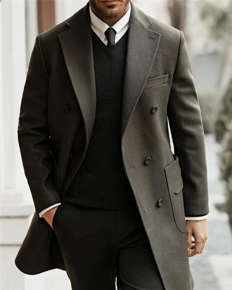 Men's slim fit jacket jacket，Long trench coat，Ideal for business meetings，all kinds of formal occasions