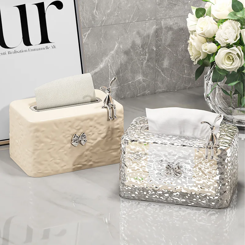 

Light luxury tissue box, living room high-end paper drawing box, home creative coffee table storage box