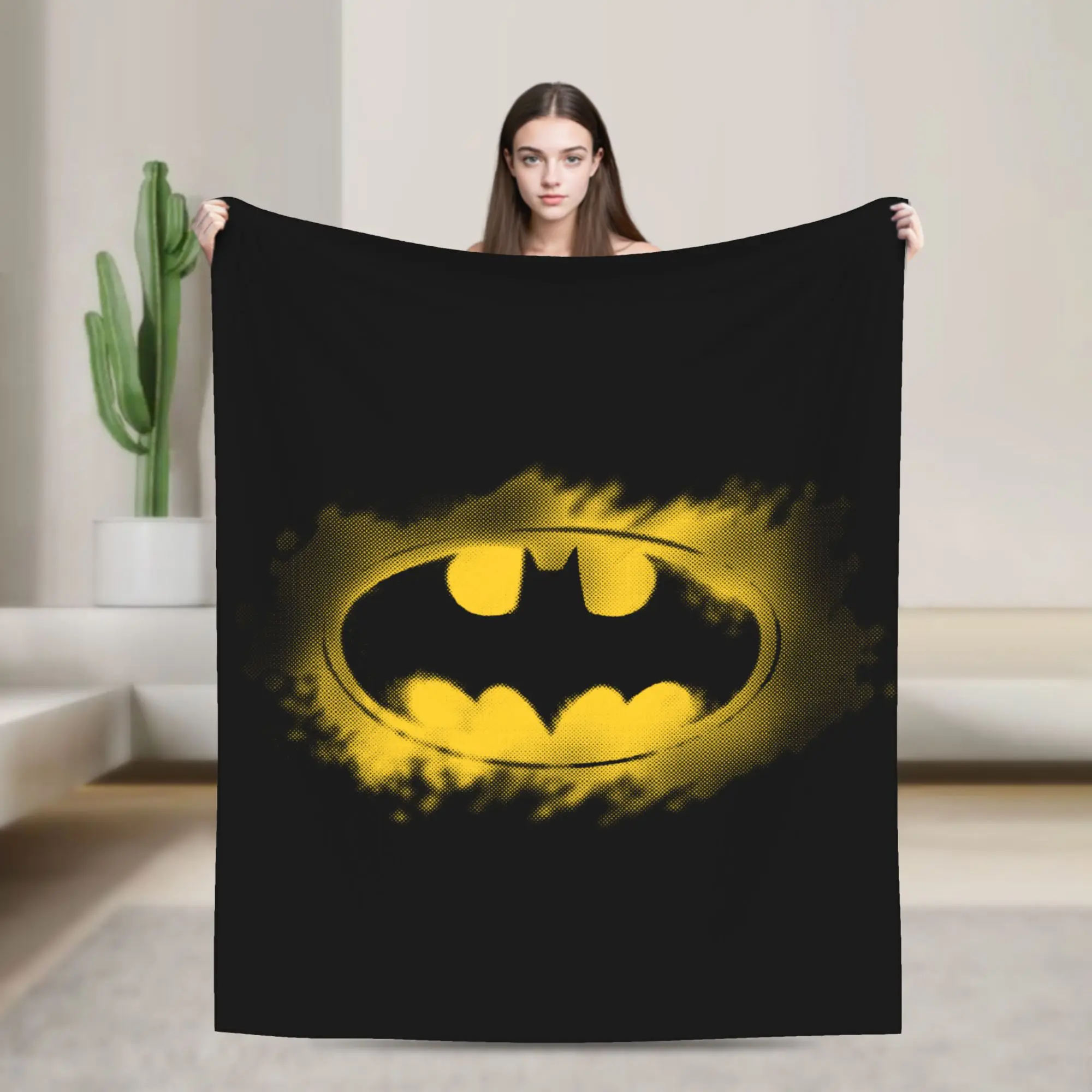 Batmans Symbol Logo Blanket  Wool Funny Breathable Throw Blanket for Chair Covering Sofa Summer,