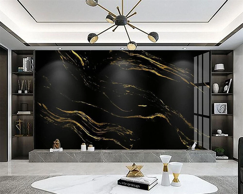 

beibehang Custom Modern Bedroom Living Room Decorative Painting Black Gold Line Tooling Background Wallpaper papier peint