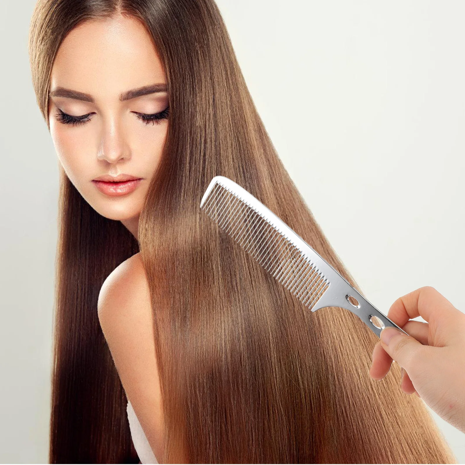 Pente anti-estático de aço inoxidável para corte de cabelo, barbeiros ultra finos, cabeleireiros, homens e mulheres