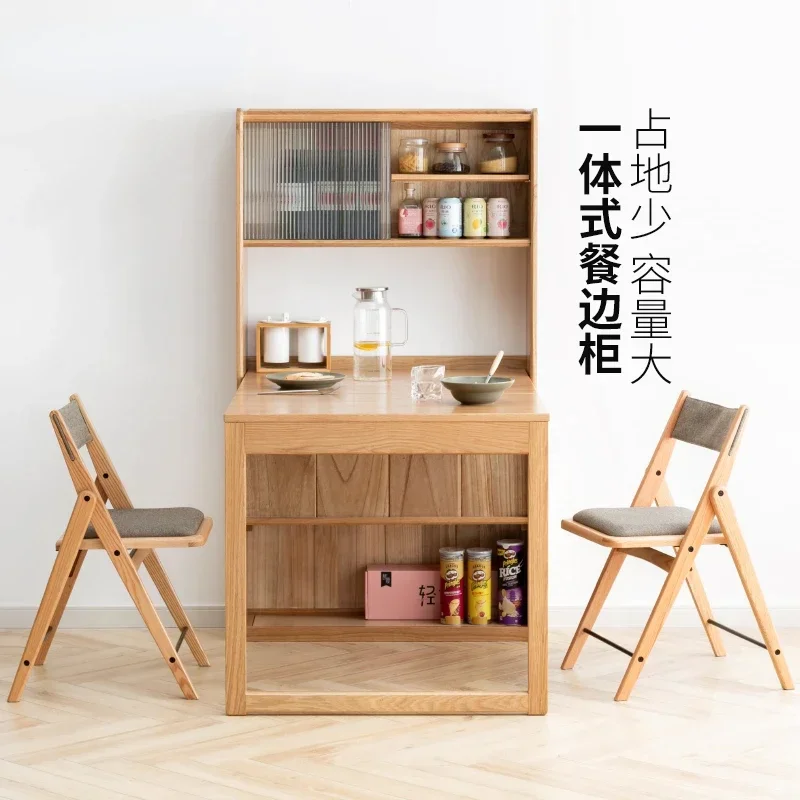 Simple modern oak small apartment retractable dining table