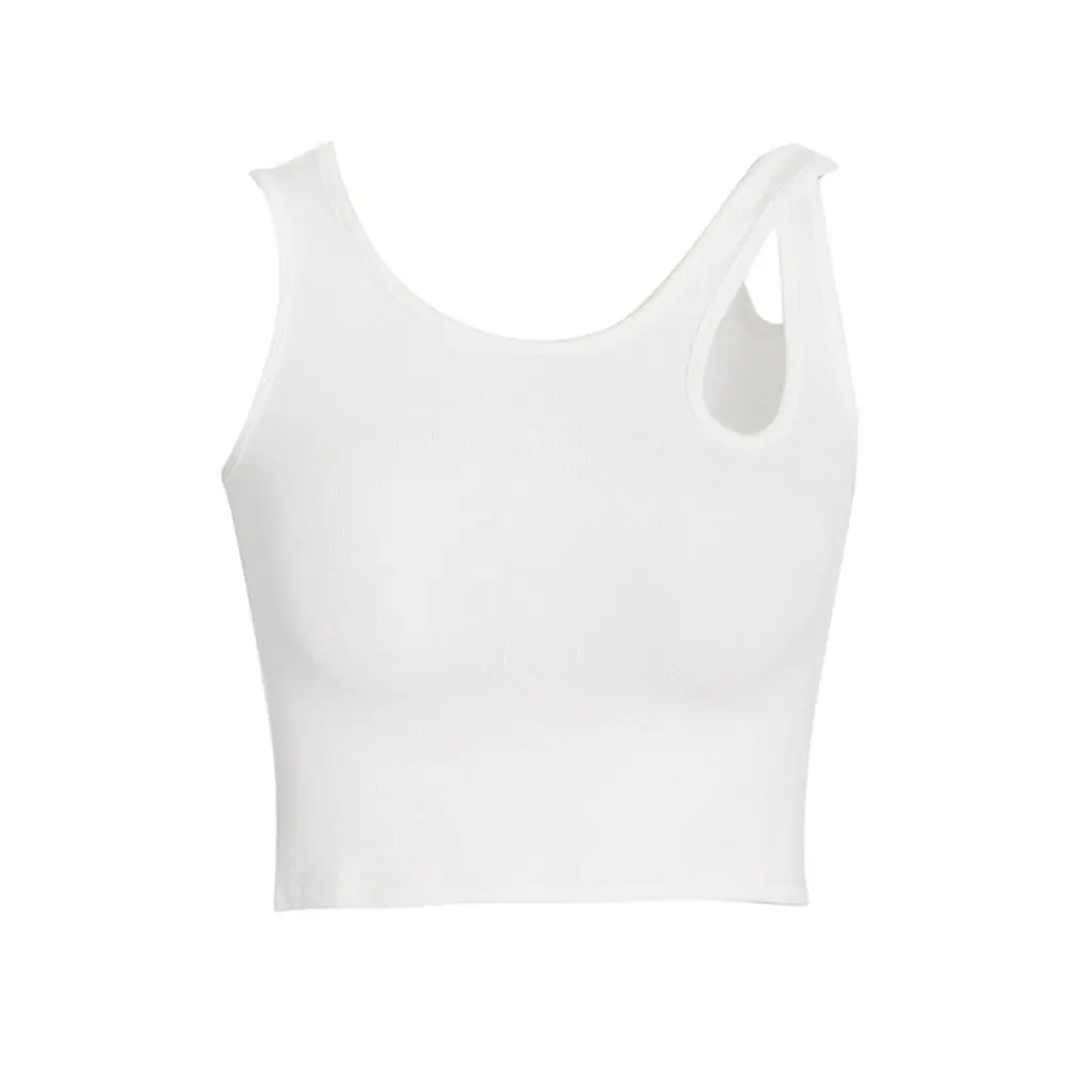 

New Women's Fashion Asymmetric Cut out Vest Top Threaded Design Suspender Bottoming Shirt Export Style