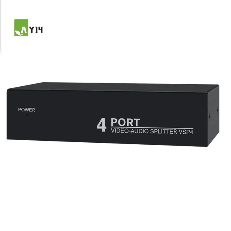 AY14 -4-Way AV Audio Splitter 1 In 4 Out Composite RCA AV Splitter 1X4 Video Audio Splitter Distributor For DVD C-VBS EU Plug