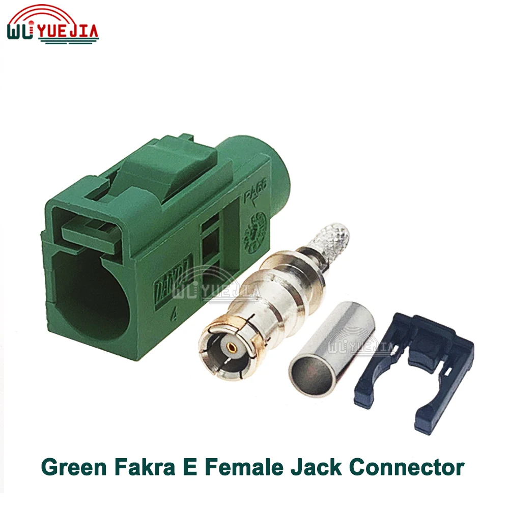 10Pcs/Lot Green Fakra E Male Plug / Female Jack RF Coaxial Connectors 6002 Fakra Code E Adapter Soldering for RG316 RG174 Cable