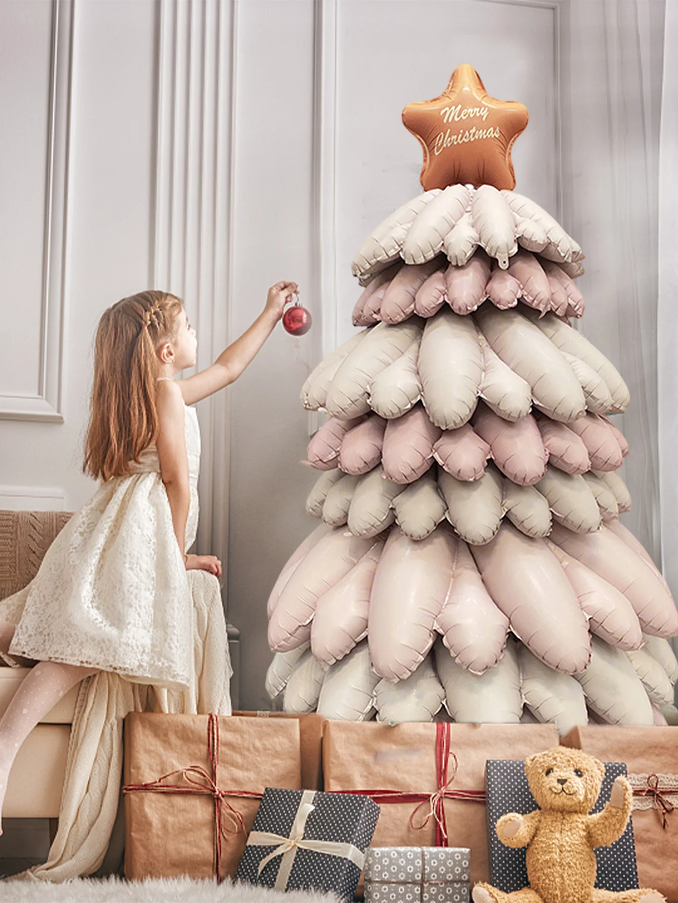 قطعة واحدة من بالون شجرة عيد الميلاد الكبير، مناسب لحفلة عيد الميلاد، زينة عيد الميلاد، حفلة العطلات، حفلة عيد الميلاد