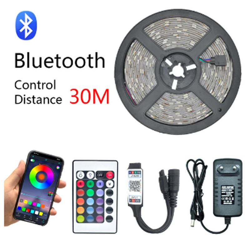 AC 85V-240V SMD5050 60 LED/M RGB LED 스트립 조명, IR 리모컨 및 전원 공급 장치 키트 포함, 거실 또는 게임룸 장식용 썸네일 2