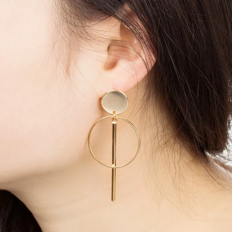 

2022 New Fashion Korean Hollow Round Drop Earrings for Women Bohemian Golden Color Earrings Wedding Jewelry Gift