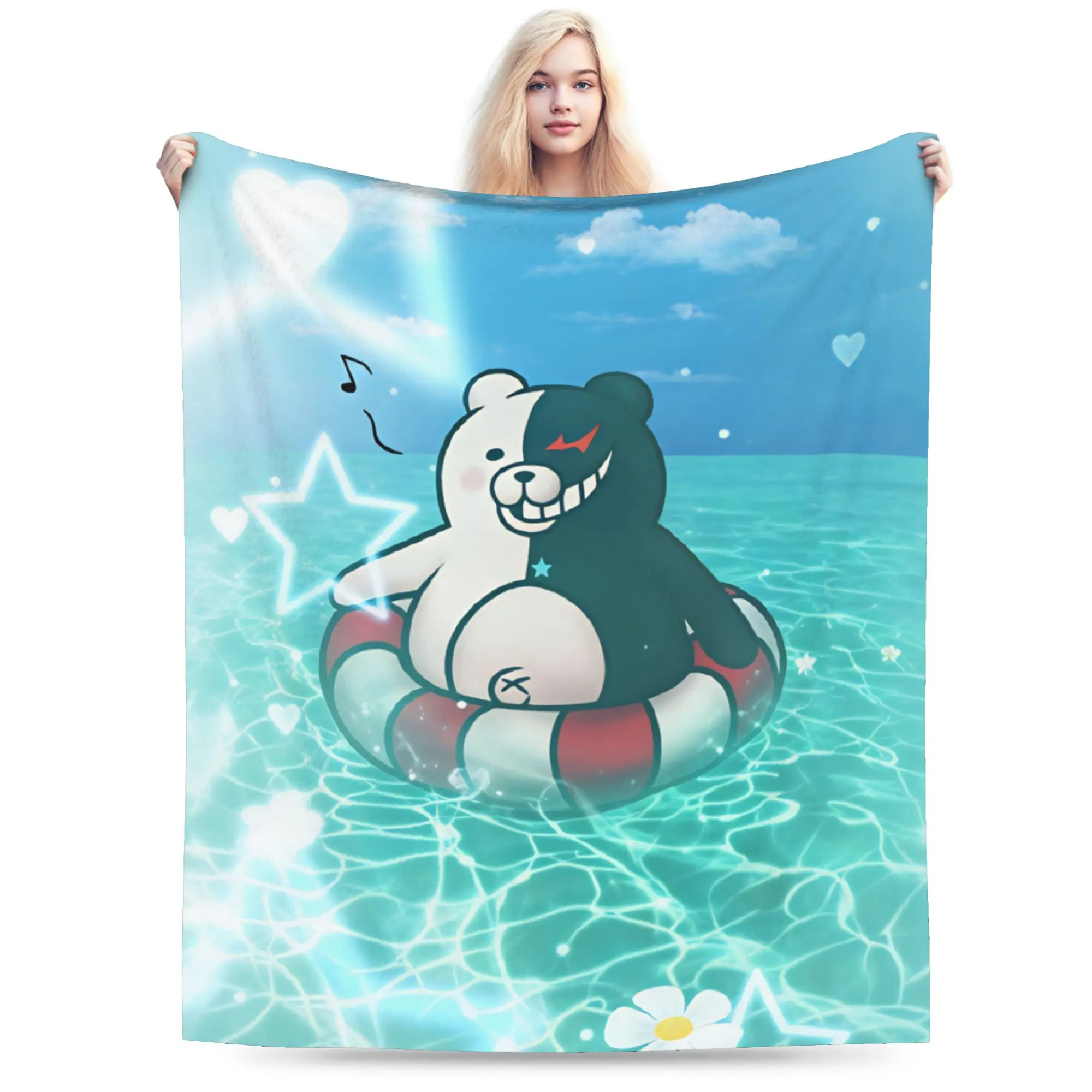 Warm Soft BlanketChildren Camping Danganronpa Throw Blanket  Flannel Bedspread For Home Decor Fluffy Sofa Bed Cover