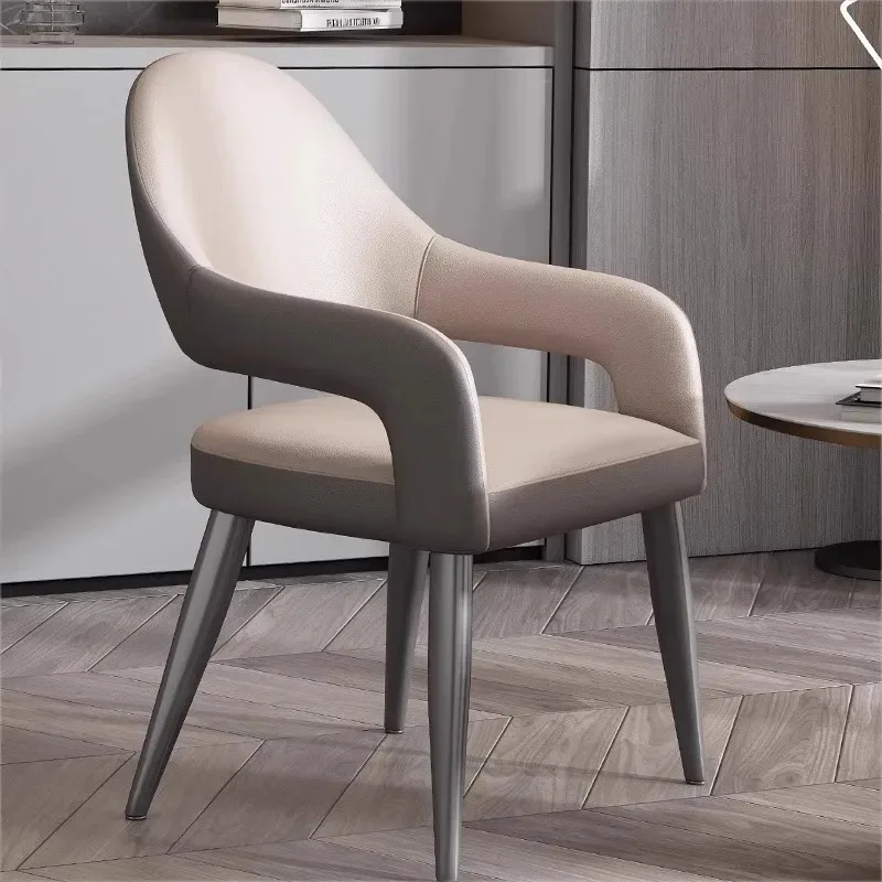 Italian-Style Leather Dining Chair Light Luxury & Comfortable for Home Nordic Hotel Restaurant Leisure Negotiation Master Chair