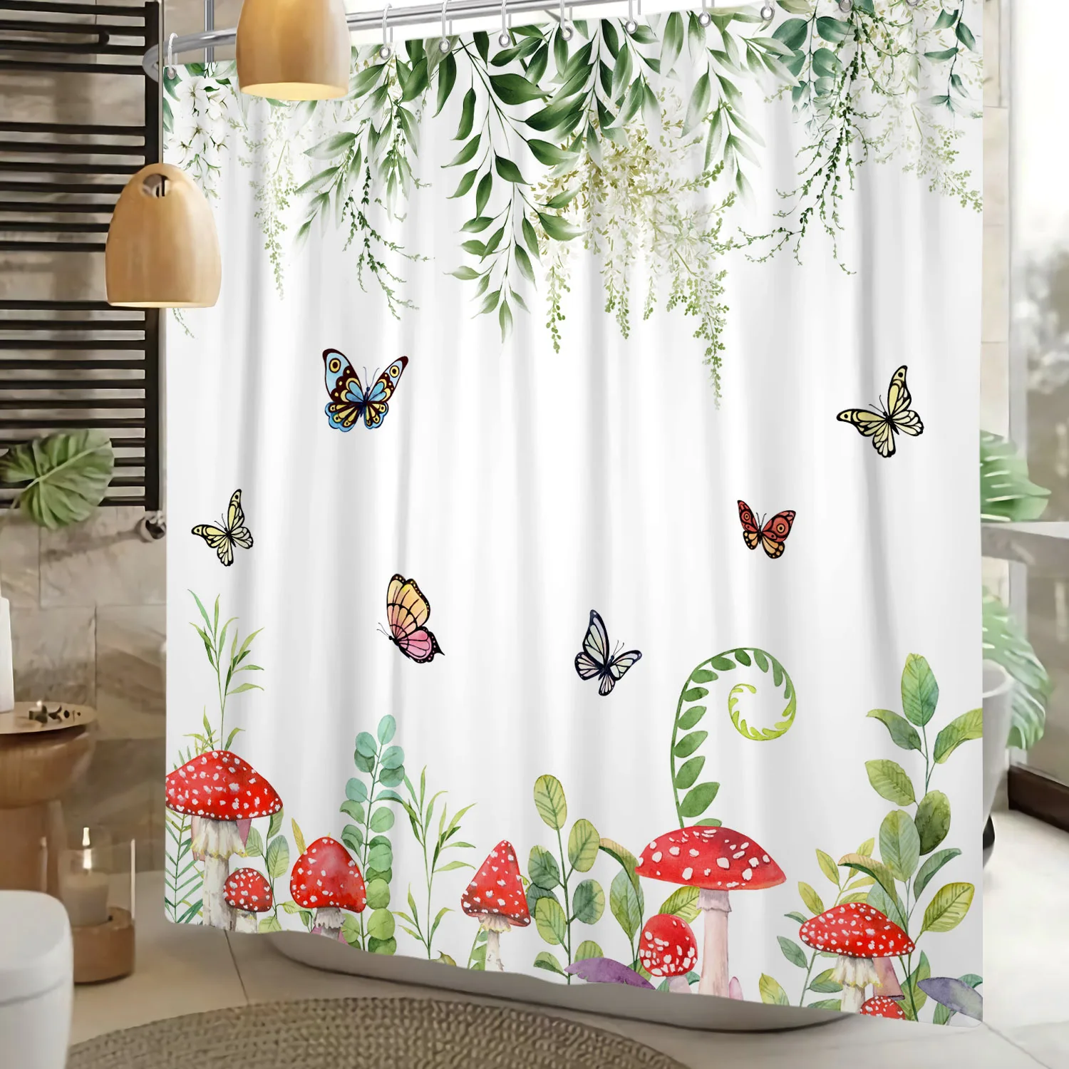 Simple Fresh flower Bathroom Shower Curtain Daisy Flower Butterfly Dandelion Waterproof Polyester Fabric Bathtub Partition Decor